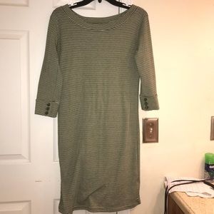 Green and white striped dress 3/4 sleeve